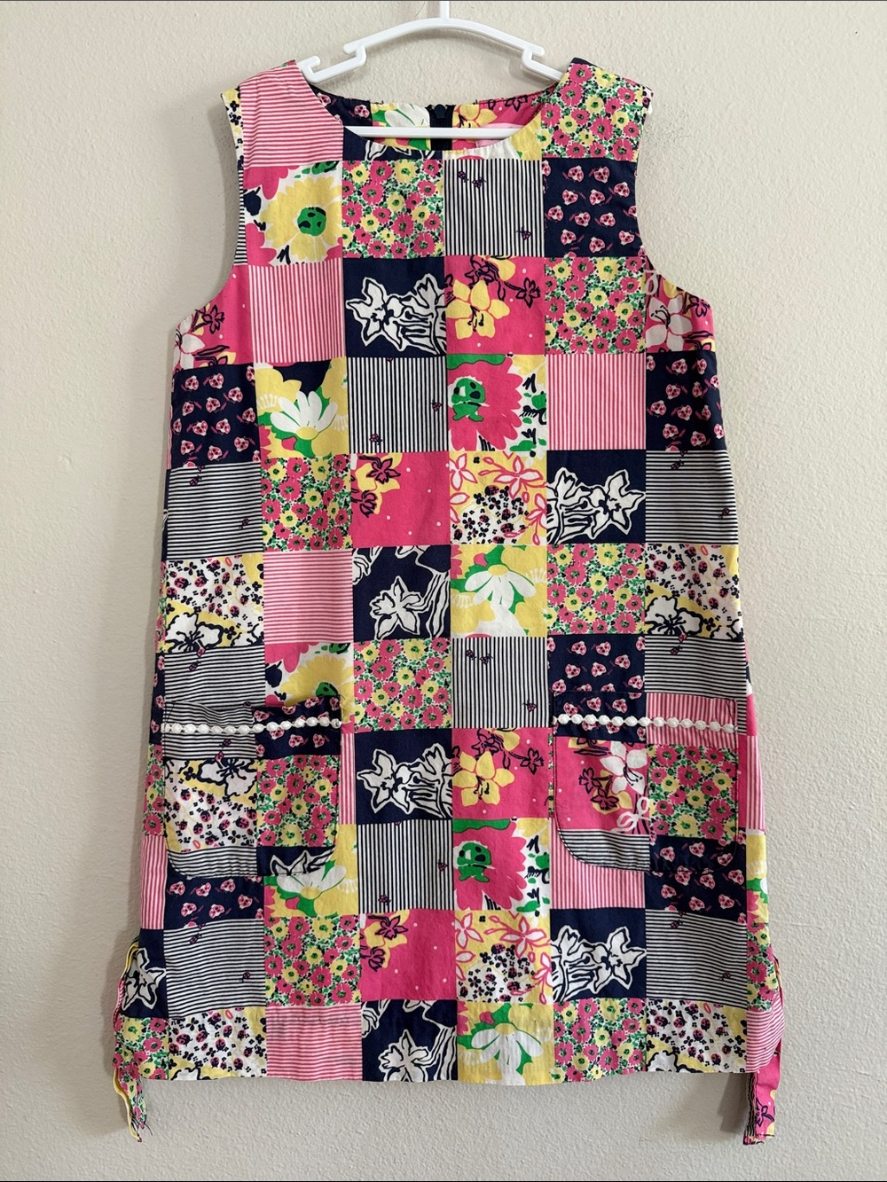 Lilly Pulitzer Sleeveless Patchwork Shift Dress - Pink, Navy, Yellow, Green